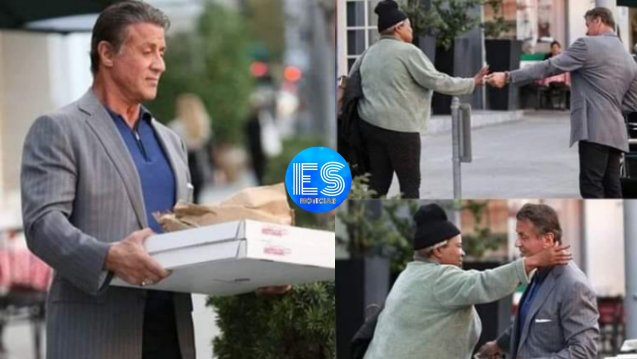 Silvester Stallone sorprende a familia sin hogar dándole la comida que llevaba para su familia.