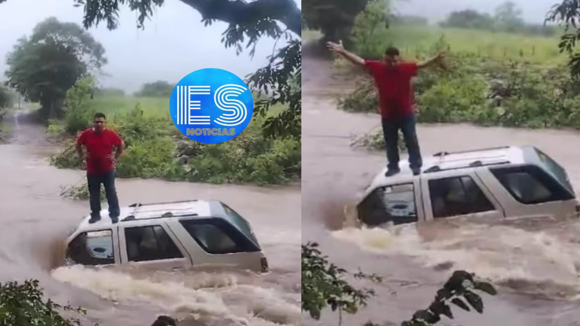 Sujeto intentó cruzar en su vehículo un río y fue arrastrado por la fuerza del agua en La Unión.