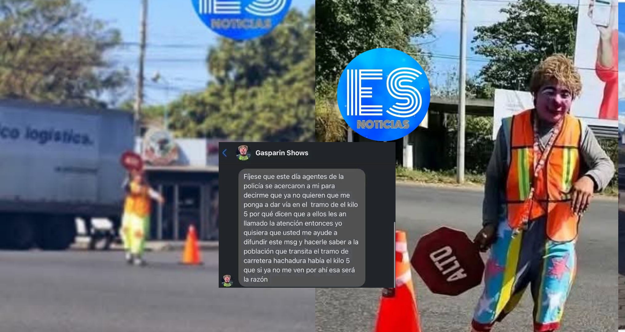 Payasito Gasparín es advertido por la PNC para que ya no oriente el tráfico sobre carretera a Acajutla.