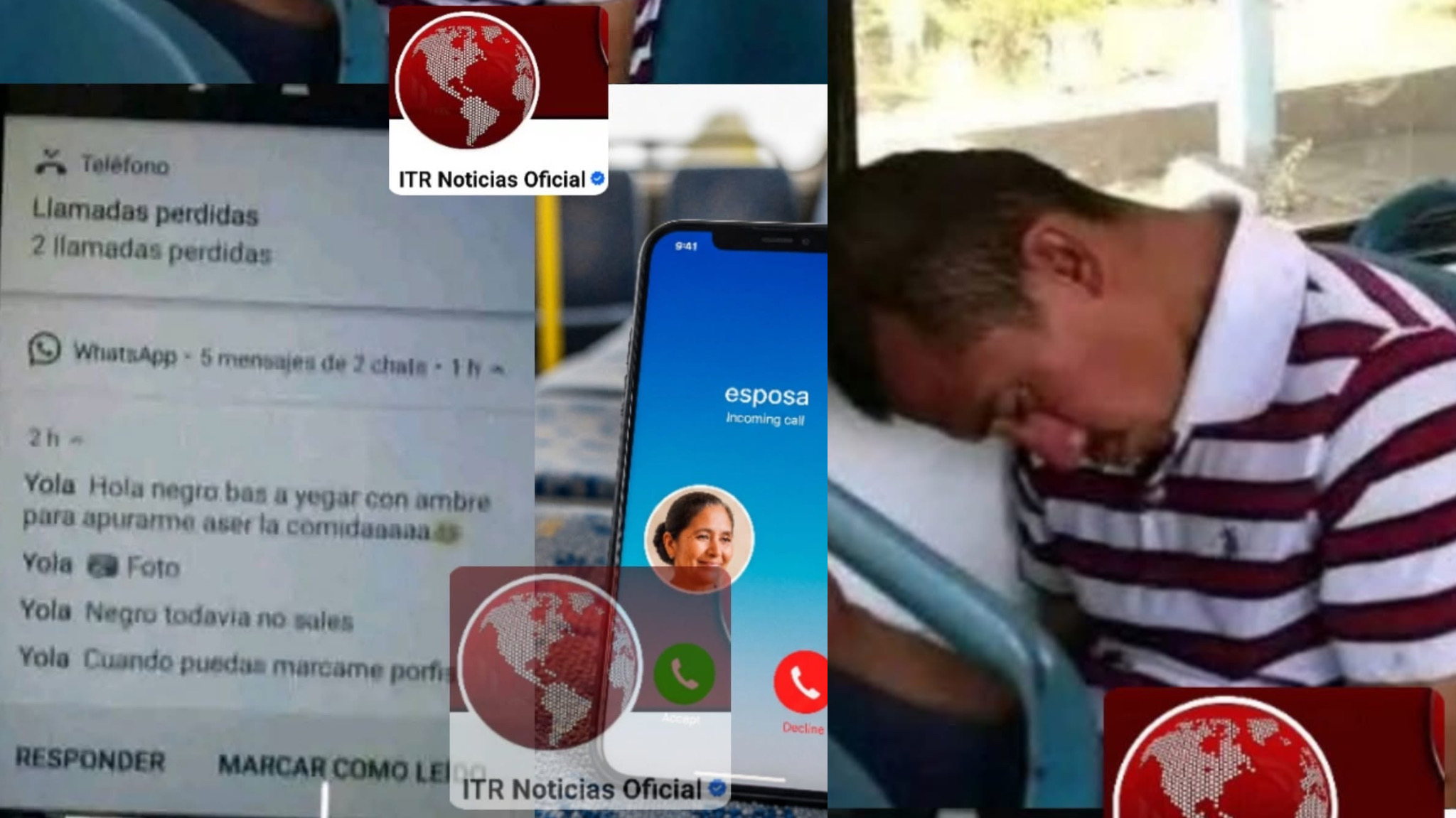 Hombre que viajaba en un bus F∆LL£CIÓ a causa de un P∆R0 C∆RDI∆C0 y su esposa no paraba de llamarle.