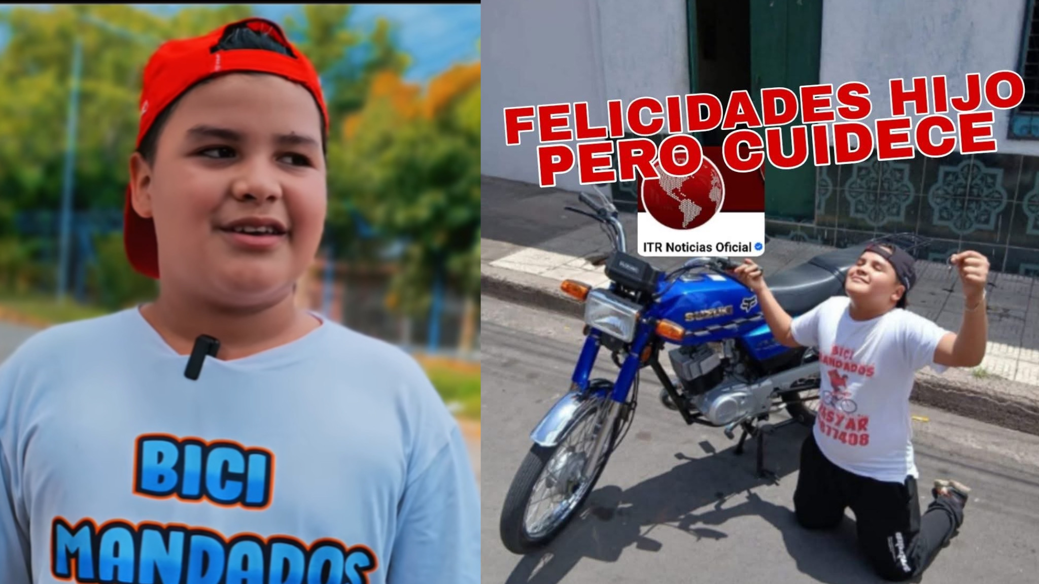 Gracias a lustrar zapatos y hacer mandados pequeñín compra motocicleta y deja carta.